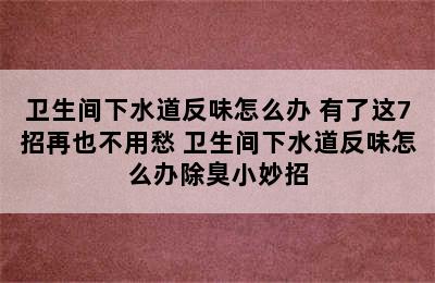 卫生间下水道反味怎么办 有了这7招再也不用愁 卫生间下水道反味怎么办除臭小妙招